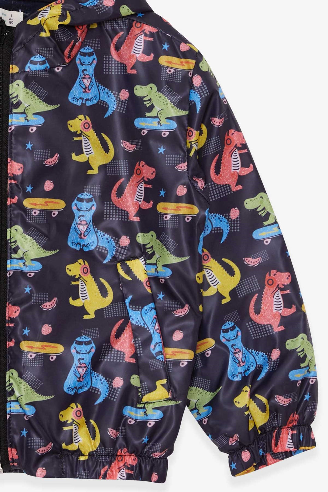 BRE Breeze Boys' Raincoat with Dinosaur Pattern, 1-6 Years, Black - Gießen