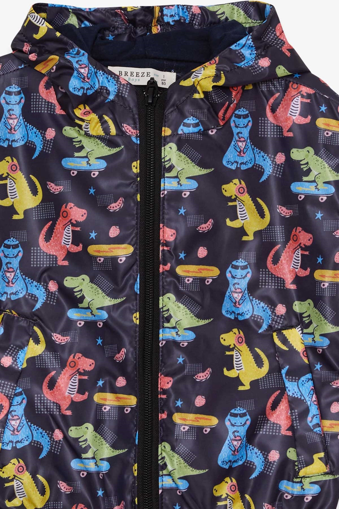 BRE Breeze Boys' Raincoat with Dinosaur Pattern, 1-6 Years, Black - Gießen