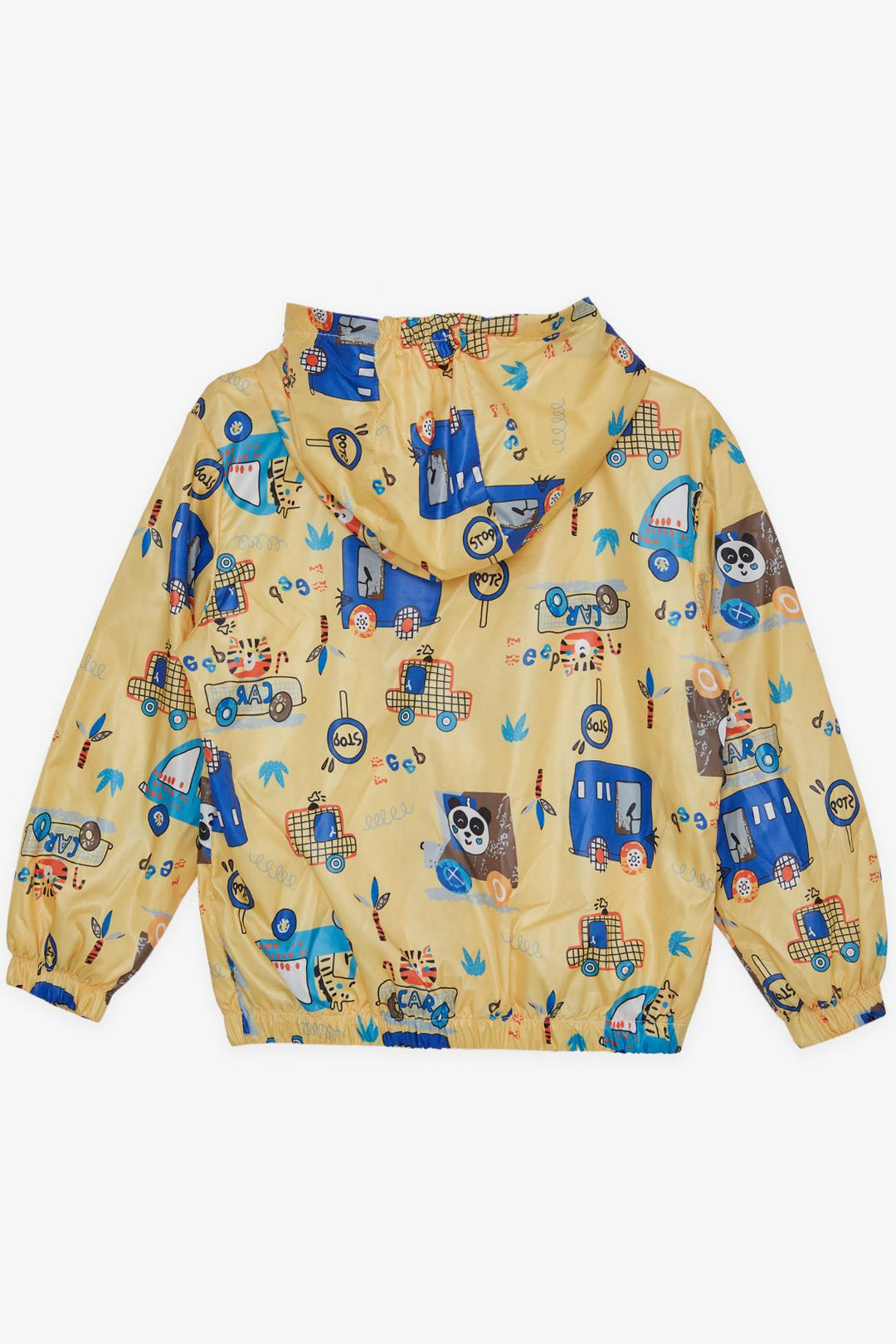 BRE Breeze Boys' Raincoat Friendship Themed Animal Patterned 1-6 Years, Mustard Yellow - Vasto