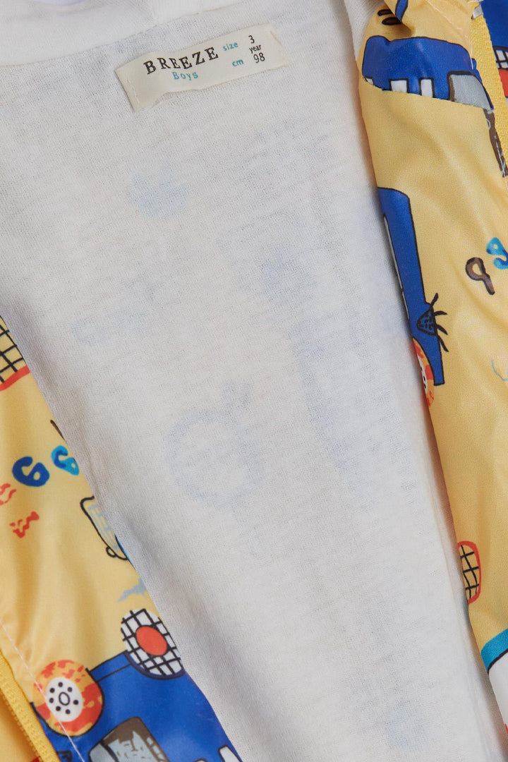 BRE Breeze Boys' Raincoat Friendship Themed Animal Patterned 1-6 Years, Mustard Yellow - Vasto