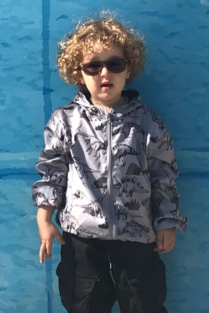 BRE Breeze Boys' Raincoat Strong Dinosaur Patterned 1-6 Years, Smoke Melange - Los Palacios y Villafranca