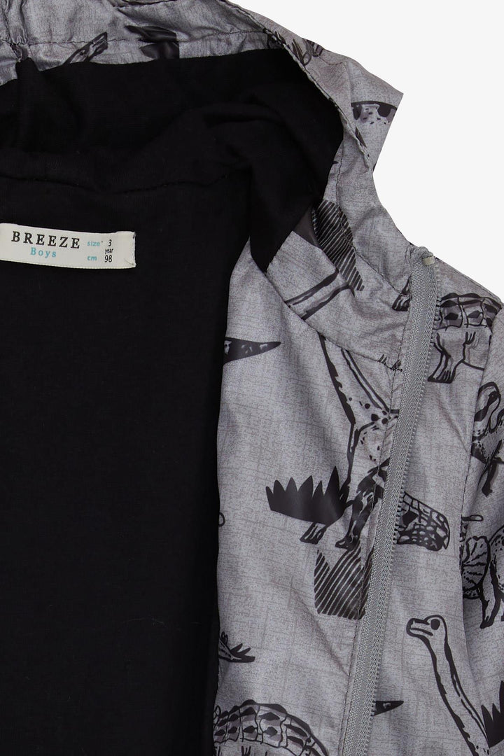 BRE Breeze Boys' Raincoat Strong Dinosaur Patterned 1-6 Years, Smoke Melange - Los Palacios y Villafranca