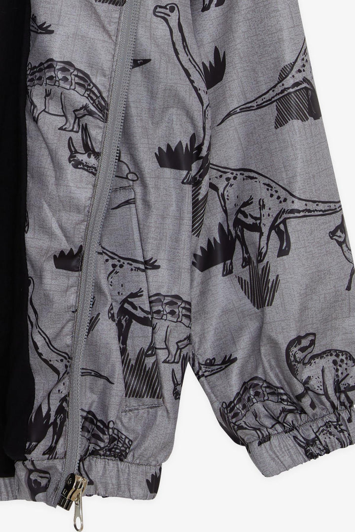 BRE Breeze Boys' Raincoat Strong Dinosaur Patterned 1-6 Years, Smoke Melange - Los Palacios y Villafranca