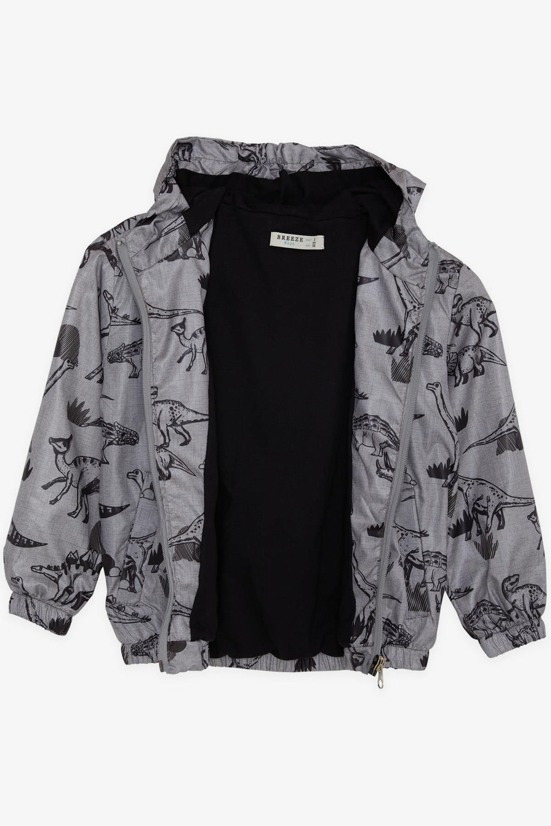 BRE Breeze Boys' Raincoat Strong Dinosaur Patterned 1-6 Years, Smoke Melange - Los Palacios y Villafranca