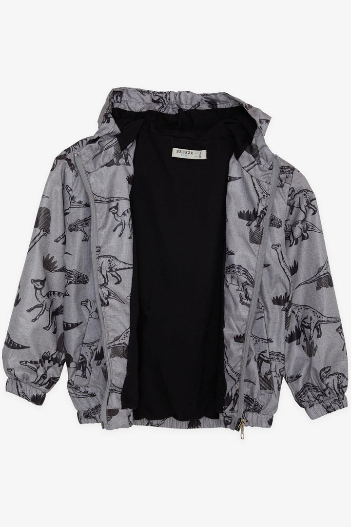 BRE Breeze Boys' Raincoat Strong Dinosaur Patterned 1-6 Years, Smoke Melange - Los Palacios y Villafranca