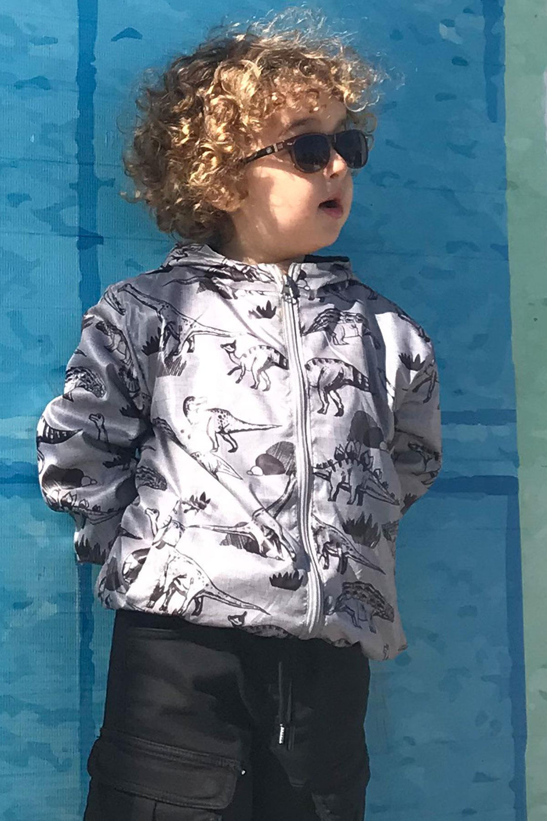 BRE Breeze Boys' Raincoat Strong Dinosaur Patterned 1-6 Years, Smoke Melange - Los Palacios y Villafranca