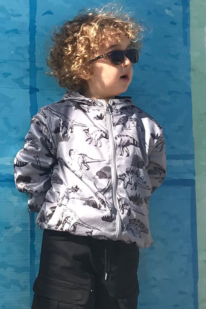 BRE Breeze Boys' Raincoat Strong Dinosaur Patterned 1-6 Years, Smoke Melange - Los Palacios y Villafranca