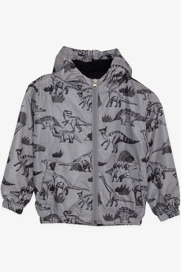 BRE Breeze Boys' Raincoat Strong Dinosaur Patterned 1-6 Years, Smoke Melange - Los Palacios y Villafranca