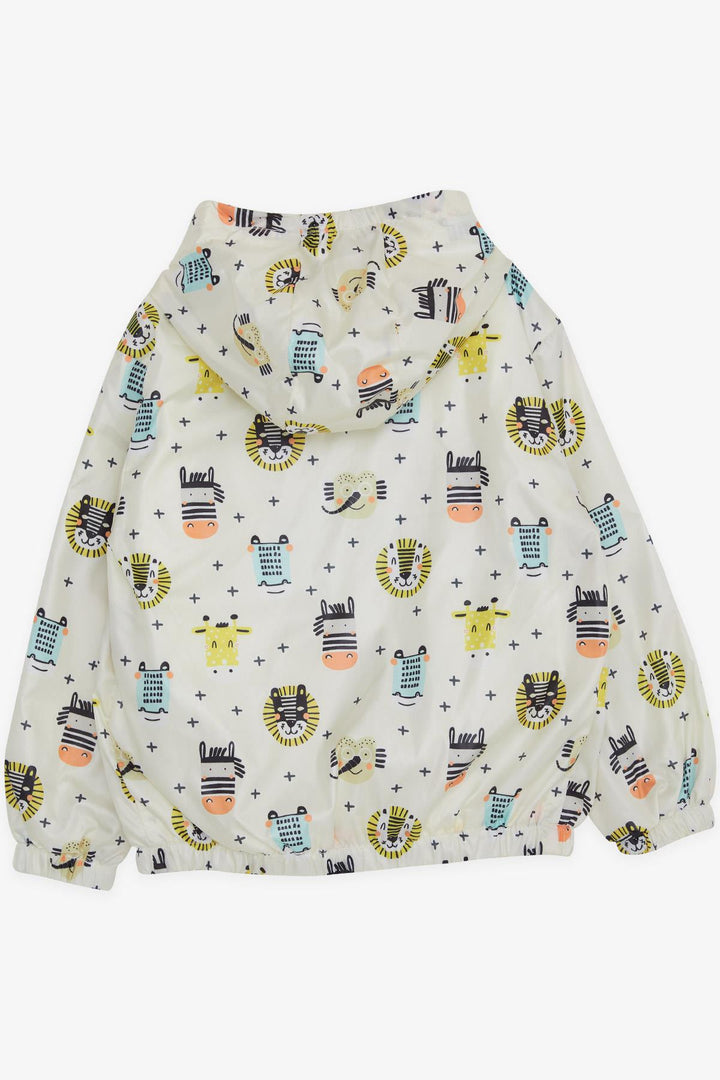 BRE Breeze Boys' Raincoat with Animal Pattern, 1-5 Years, Cream - Greenfield