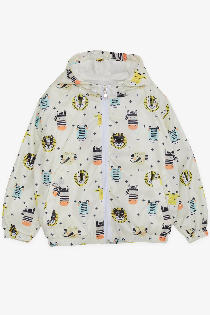BRE Breeze Boys' Raincoat with Animal Pattern, 1-5 Years, Cream - Greenfield