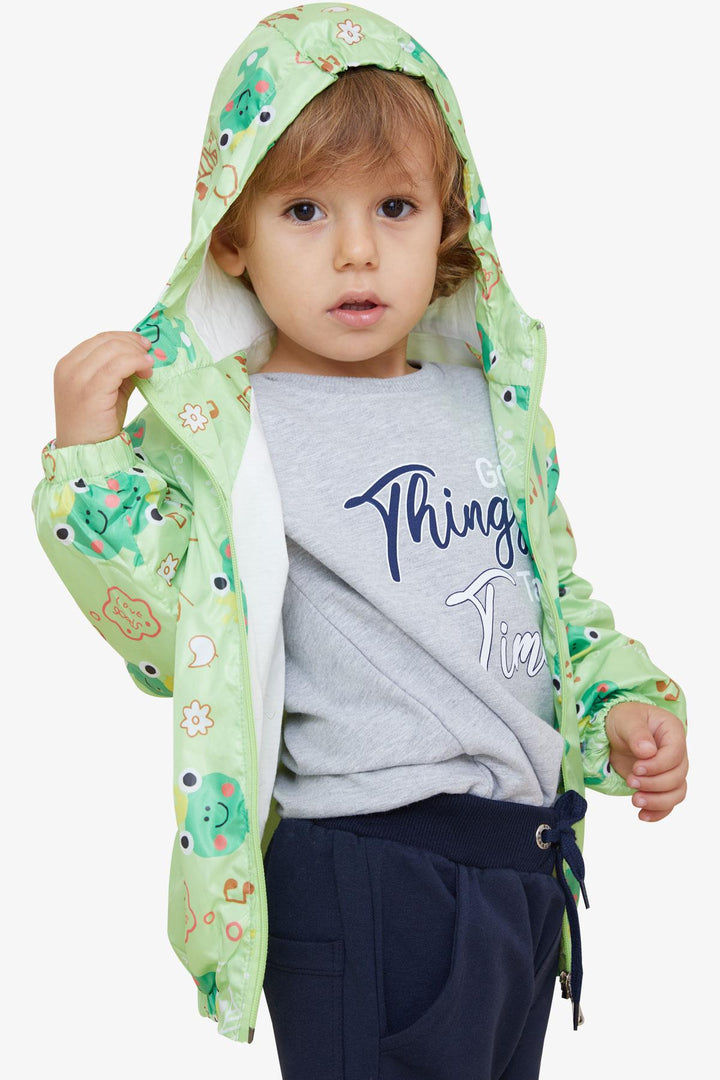 BRE Breeze Girls & Boys Boys Raincoat Frog Prince Patterned 1-5 Years, Pistachio Green - Padova