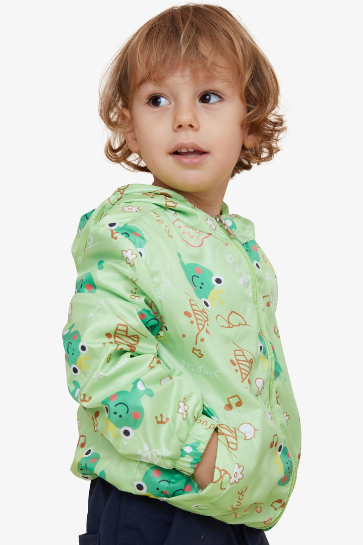 BRE Breeze Girls & Boys Boys Raincoat Frog Prince Patterned 1-5 Years, Pistachio Green - Padova