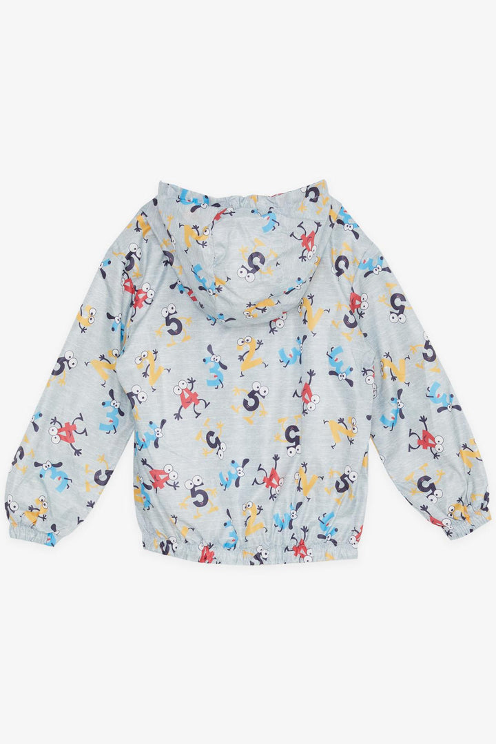 BRE Breeze Girls & Boys Boys Raincoat Colorful Dizzy Numbers Patterned 1-5 Years, Grey Melange - Bountiful