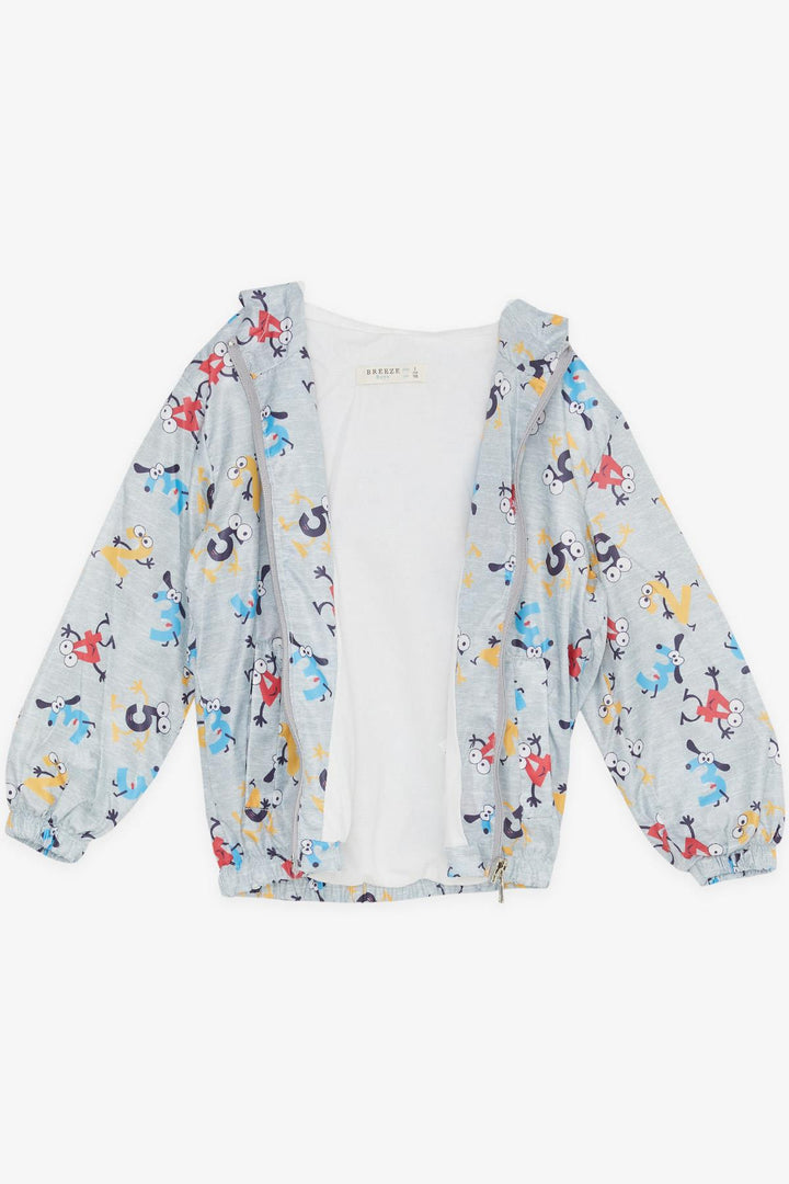 BRE Breeze Girls & Boys Boys Raincoat Colorful Dizzy Numbers Patterned 1-5 Years, Grey Melange - Bountiful