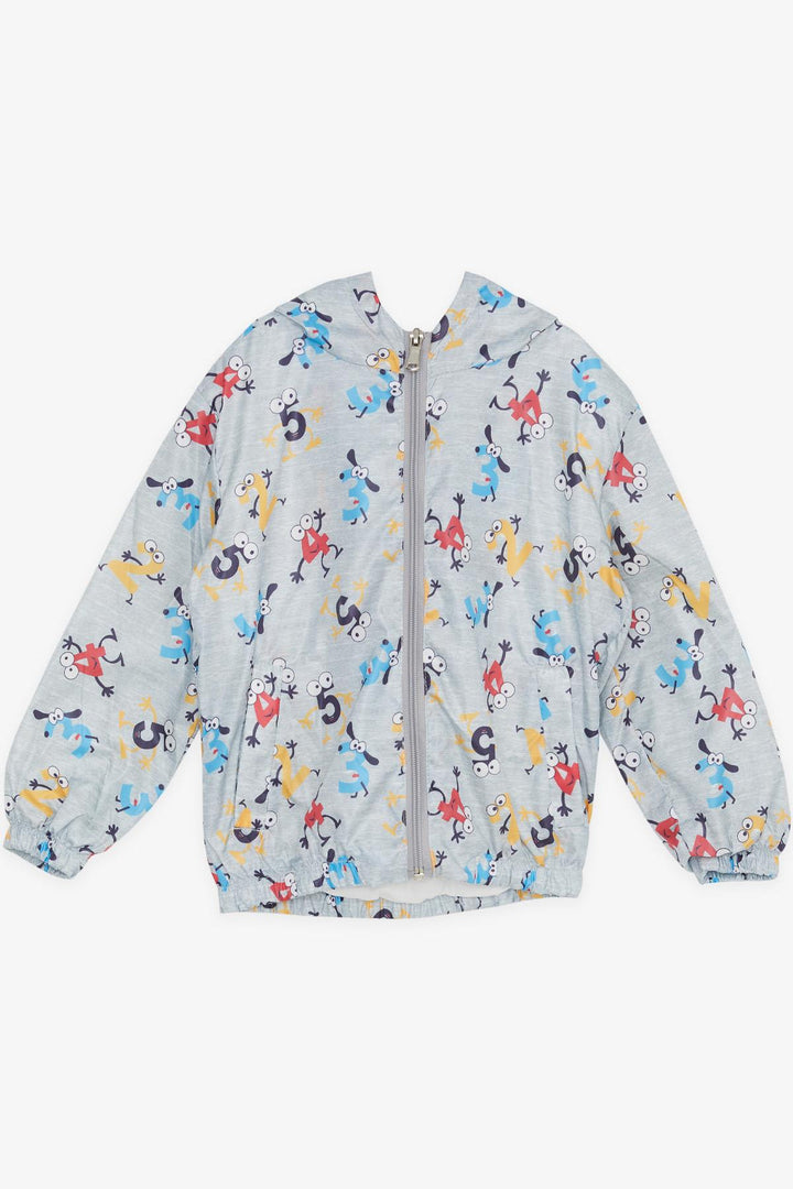 BRE Breeze Girls & Boys Boys Raincoat Colorful Dizzy Numbers Patterned 1-5 Years, Grey Melange - Bountiful