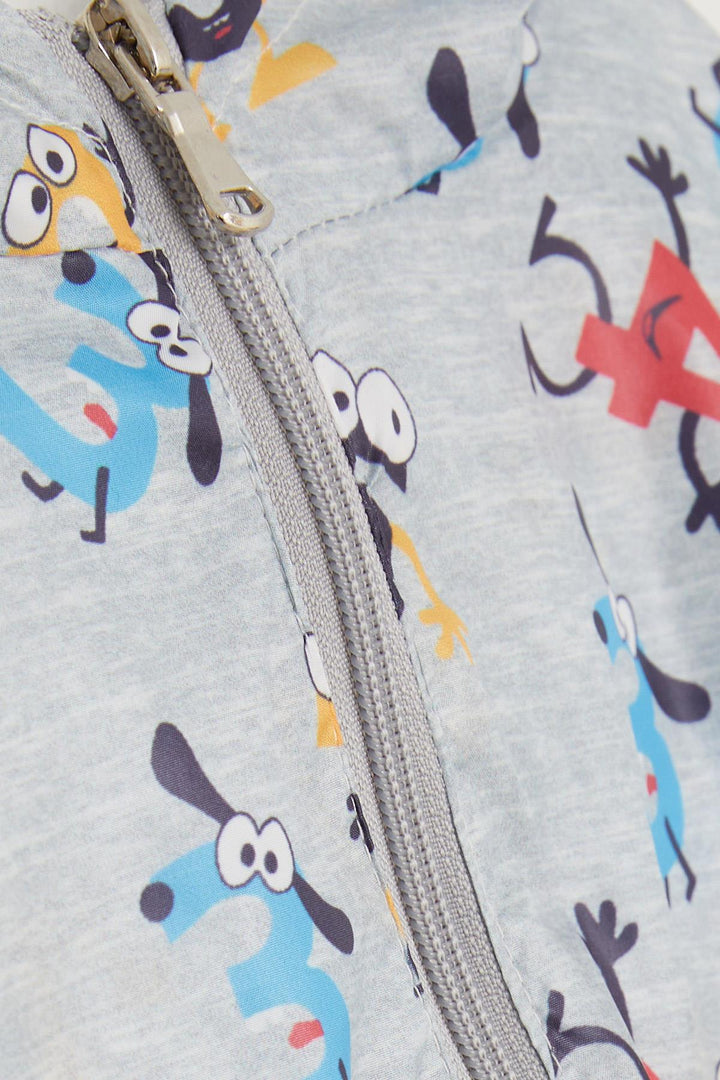 BRE Breeze Girls & Boys Boys Raincoat Colorful Dizzy Numbers Patterned 1-5 Years, Grey Melange - Bountiful