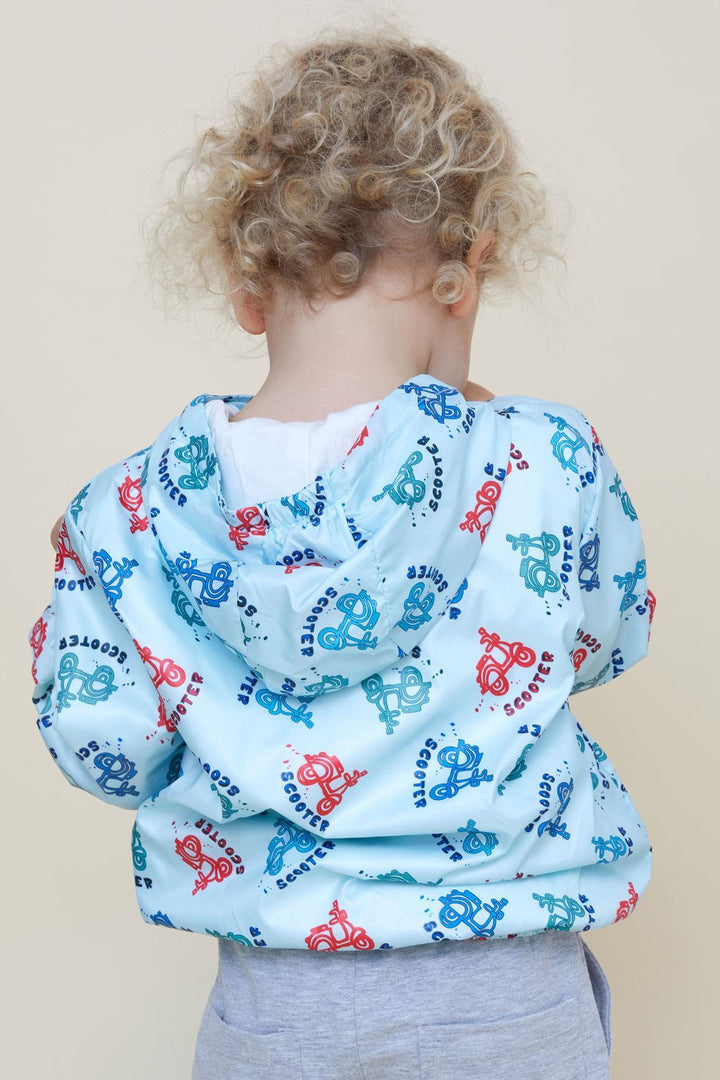 BRE Breeze Boys' Raincoat Colorful Scooter Patterned 1-6 Years, Light Blue - Herford