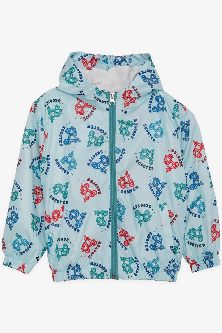 BRE Breeze Boys' Raincoat Colorful Scooter Patterned 1-6 Years, Light Blue - Herford