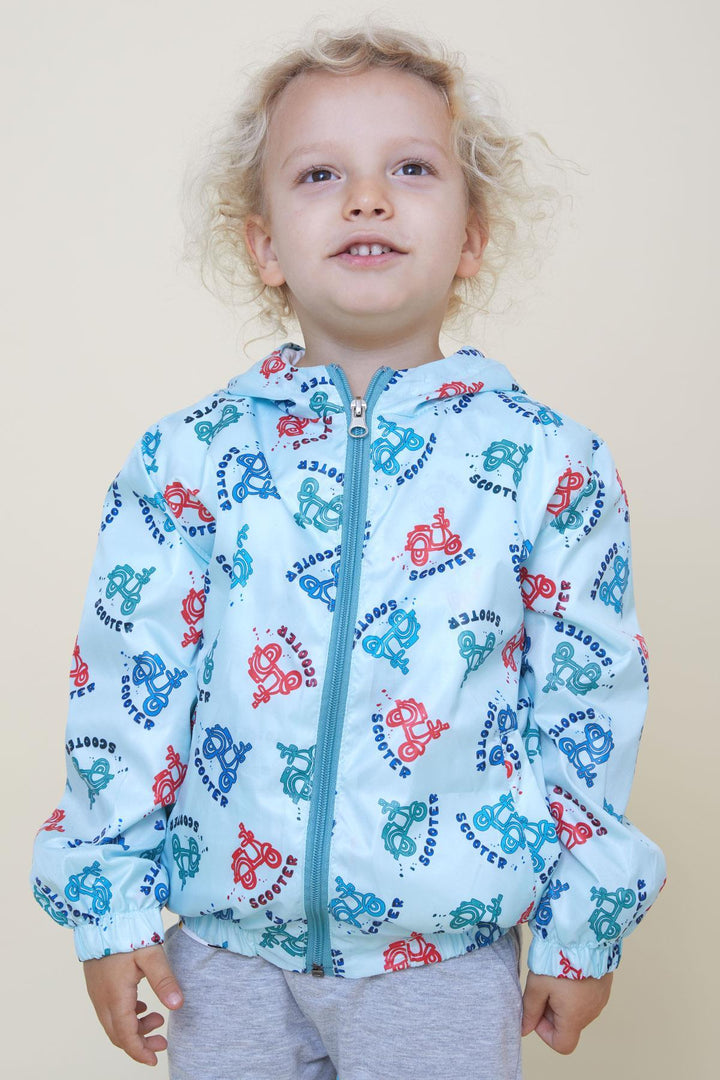 BRE Breeze Boys' Raincoat Colorful Scooter Patterned 1-6 Years, Light Blue - Herford