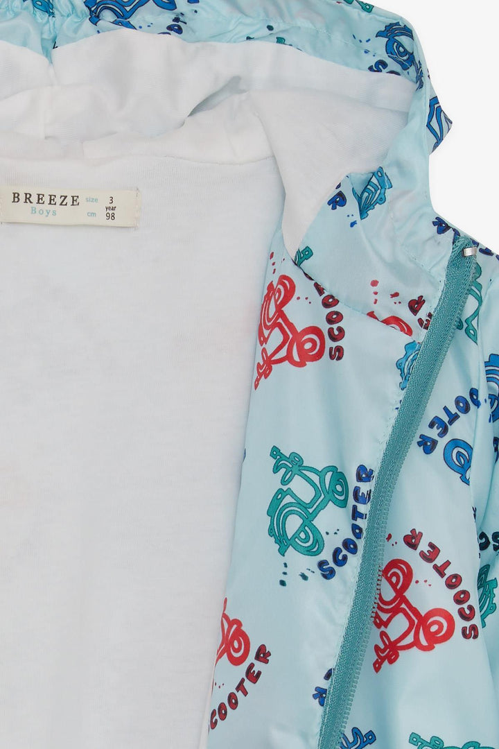 BRE Breeze Boys' Raincoat Colorful Scooter Patterned 1-6 Years, Light Blue - Herford