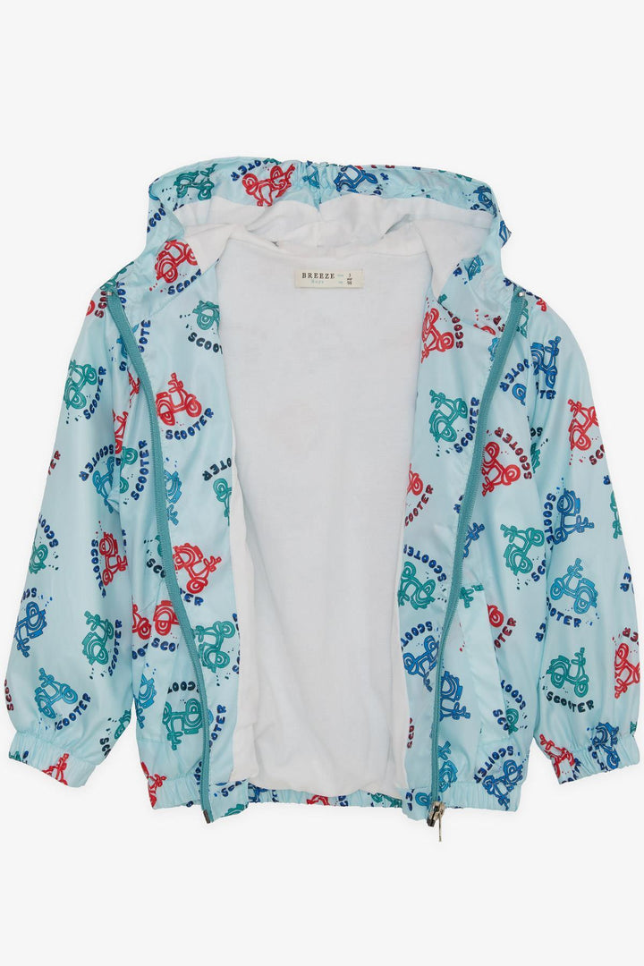 BRE Breeze Boys' Raincoat Colorful Scooter Patterned 1-6 Years, Light Blue - Herford
