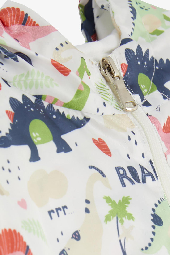 BRE Breeze Girls & Boys Boys Raincoat Warrior Dinosaur Patterned 1-5 Years, Ecru - Amarante
