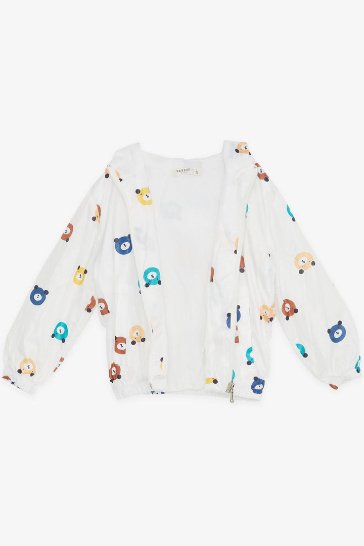 BRE Breeze Girls & Boys Boys Raincoat Cute Bear Patterned 1-5 Years, White - Logan