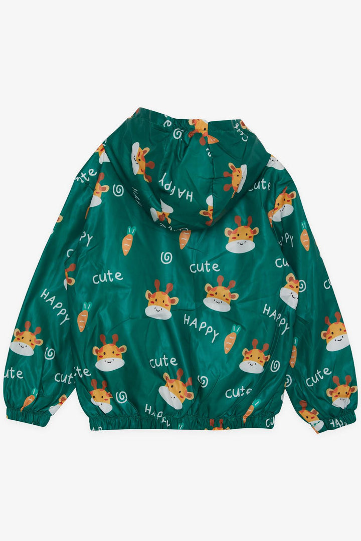 BRE Breeze Boys' Raincoat Cute Giraffe Patterned 1-5 Years, Green - Boulder