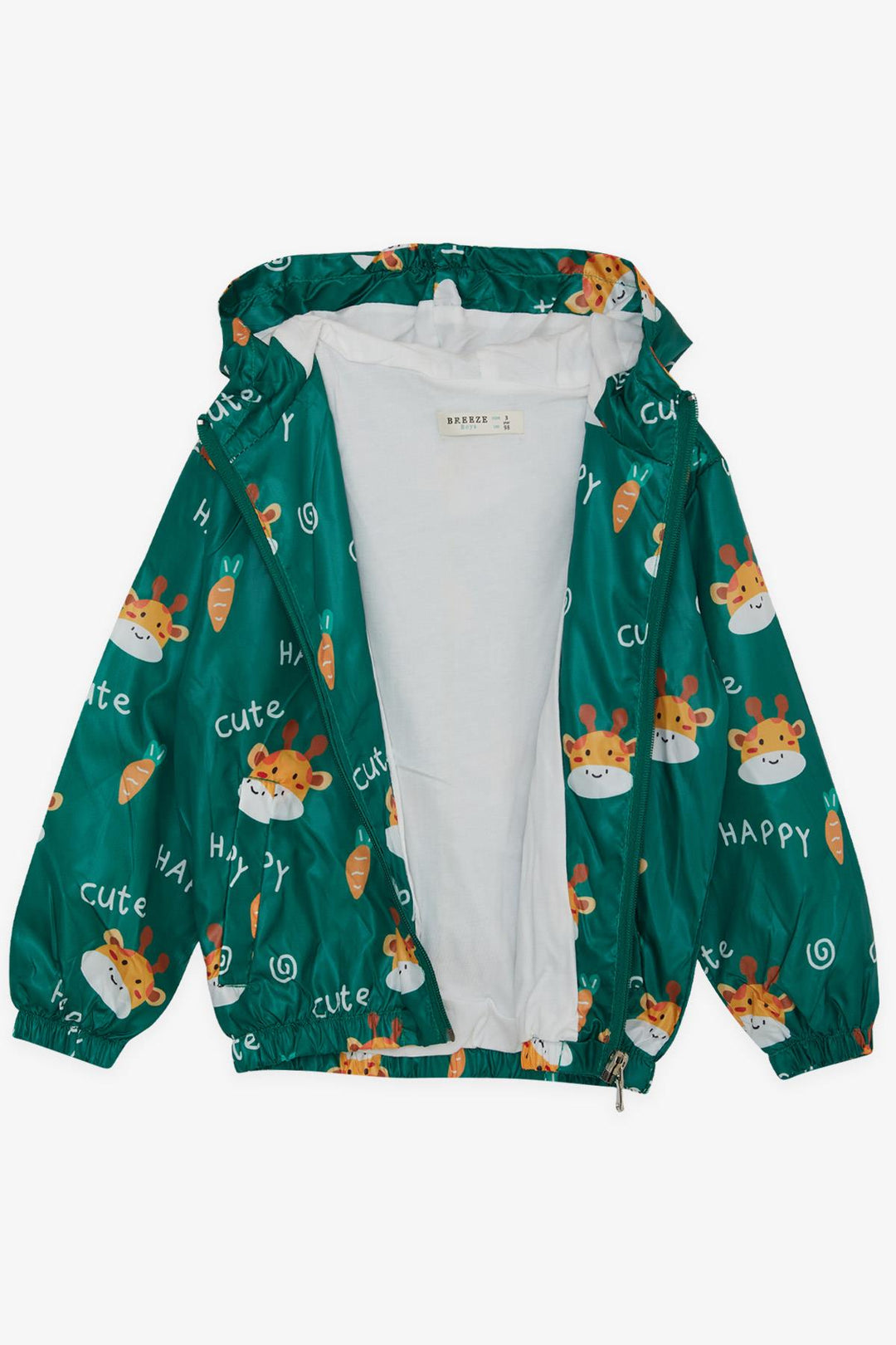 BRE Breeze Boys' Raincoat Cute Giraffe Patterned 1-5 Years, Green - Boulder
