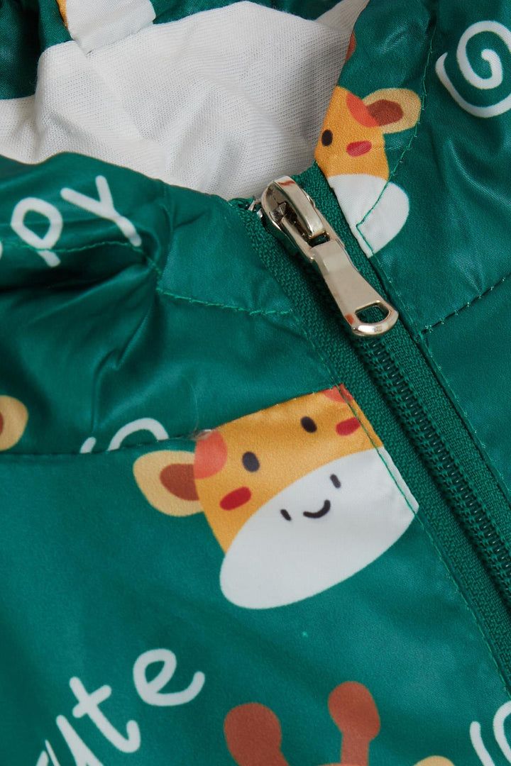 BRE Breeze Boys' Raincoat Cute Giraffe Patterned 1-5 Years, Green - Boulder