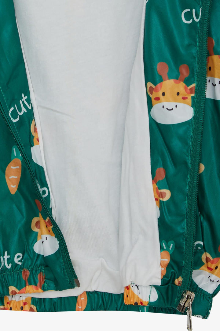 BRE Breeze Boys' Raincoat Cute Giraffe Patterned 1-5 Years, Green - Boulder