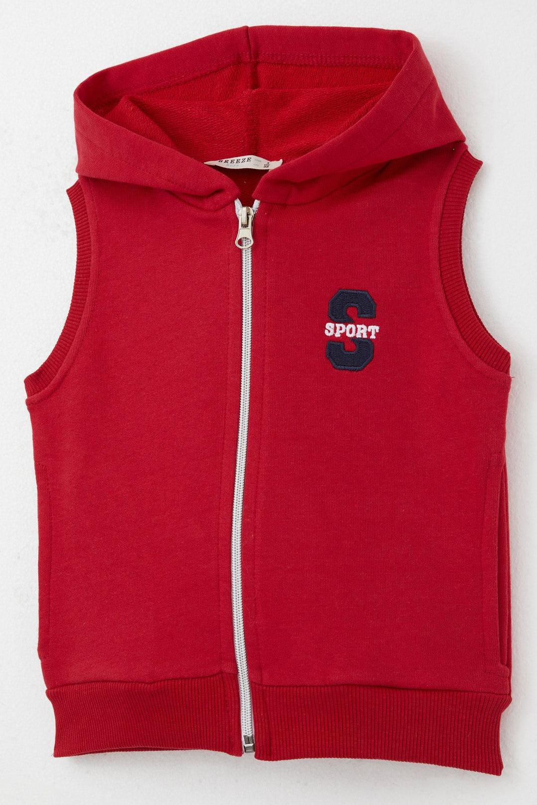 BRE Breeze Boys' Vest with Letter Embroidery Zipper 3-8 Years, Red - Irákleio