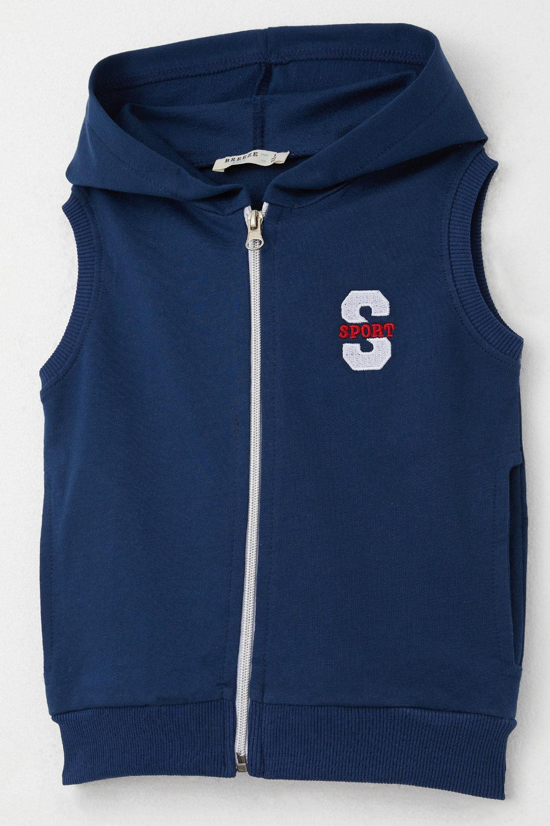 BRE Breeze Boys' Vest with Letter Embroidery Zipper 3-8 Years, Navy Blue - Weißenfels