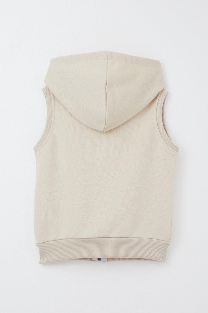 BRE Breeze Boys' Vest with Letter Embroidery Zipper 3-8 Years, Beige - Monterrey