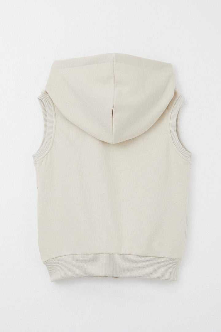 BRE Breeze Boys' Vest with Letter Embroidery Zipper 3-8 Years, Cream - Treviso