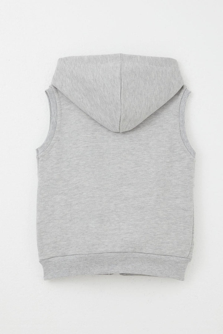 BRE Breeze Boys' Vest with Letter Embroidery Zipper 3-8 Years, Light Grey Melange - Weslaco