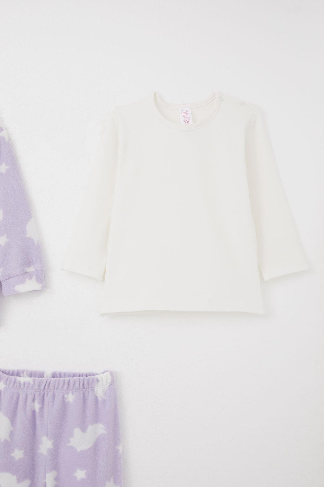 BRE Breeze Baby Girl 3-Piece Polar Set with Bodysuit Star Patterned 4 Months Year, Lilac - San Marcos