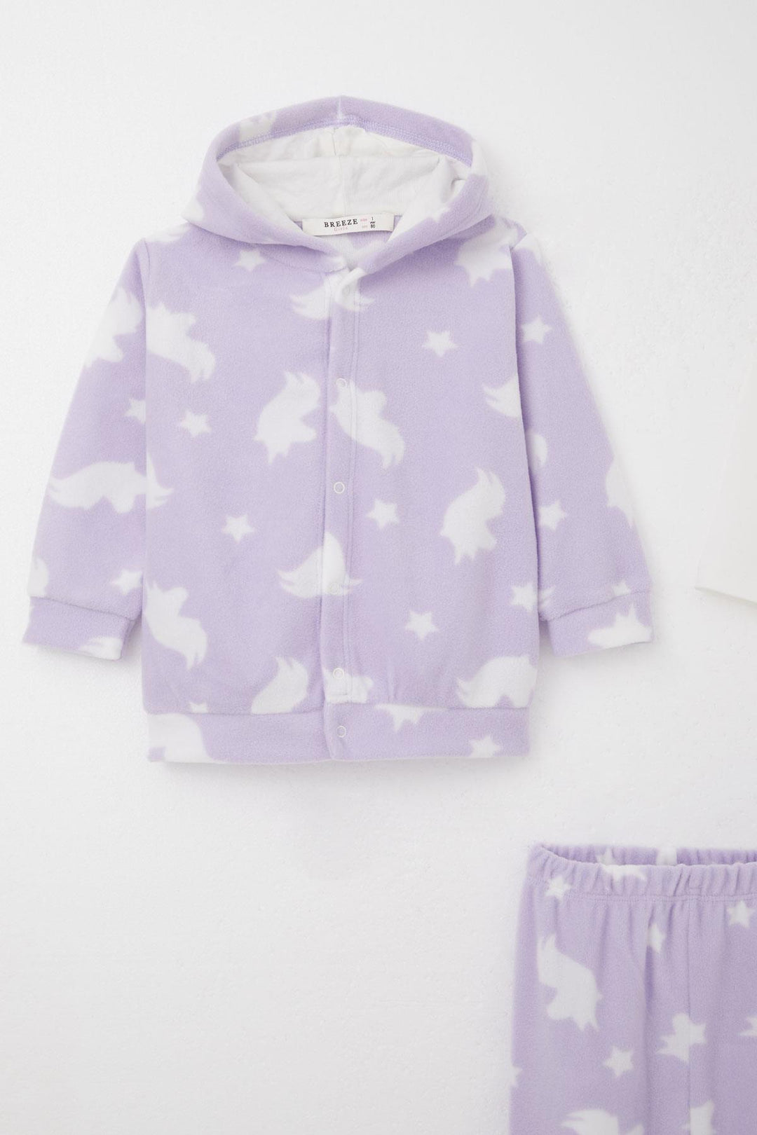 BRE Breeze Baby Girl 3-Piece Polar Set with Bodysuit Star Patterned 4 Months Year, Lilac - San Marcos