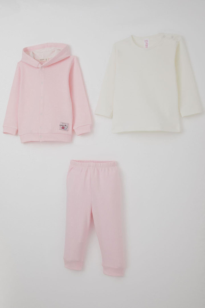 BRE Breeze Baby Girl Bodysuit 3-Piece Set Cute Little Bunny Embroidered Snap Fastener 4 Months Year, Pink - Newcastle