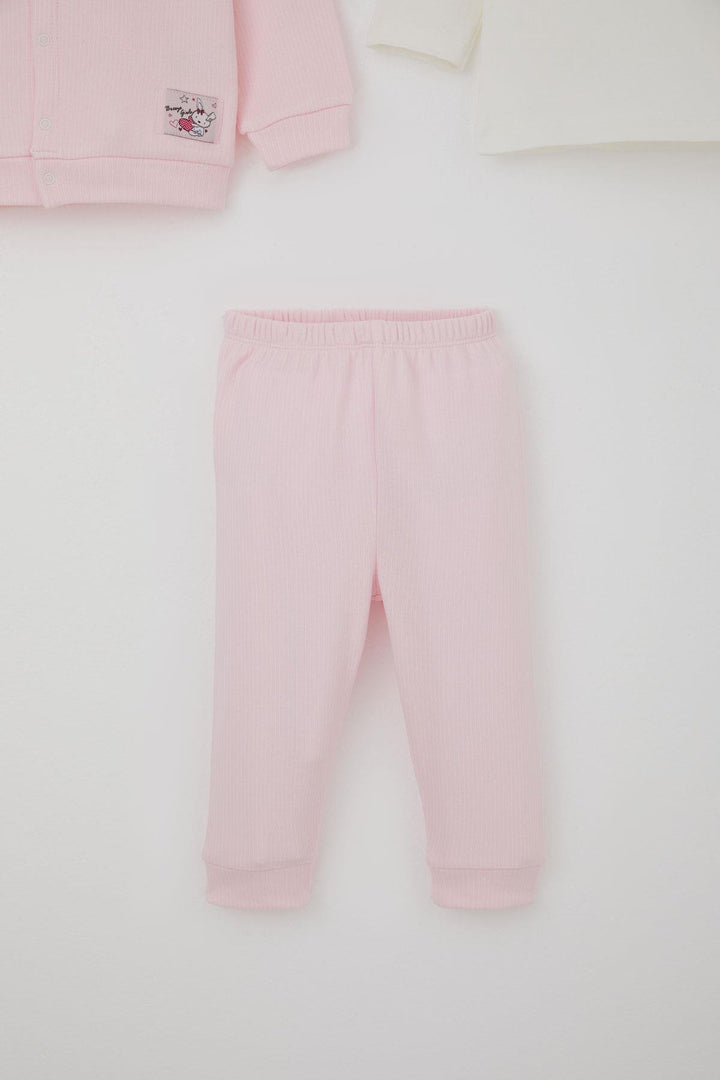BRE Breeze Baby Girl Bodysuit 3-Piece Set Cute Little Bunny Embroidered Snap Fastener 4 Months Year, Pink - Newcastle