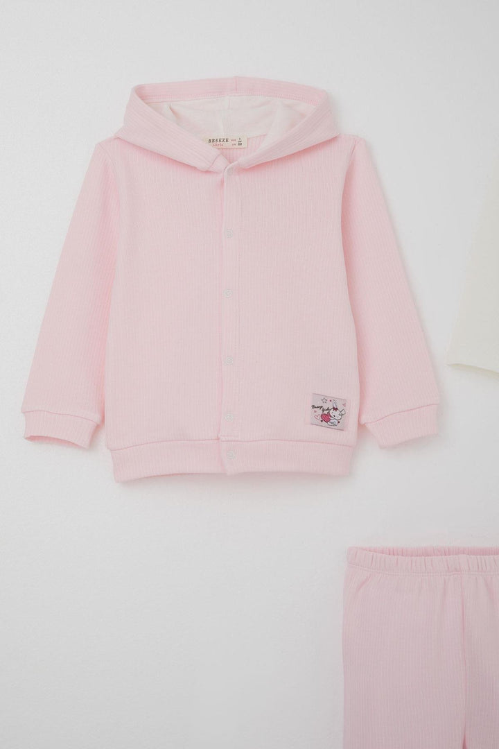 BRE Breeze Baby Girl Bodysuit 3-Piece Set Cute Little Bunny Embroidered Snap Fastener 4 Months Year, Pink - Newcastle