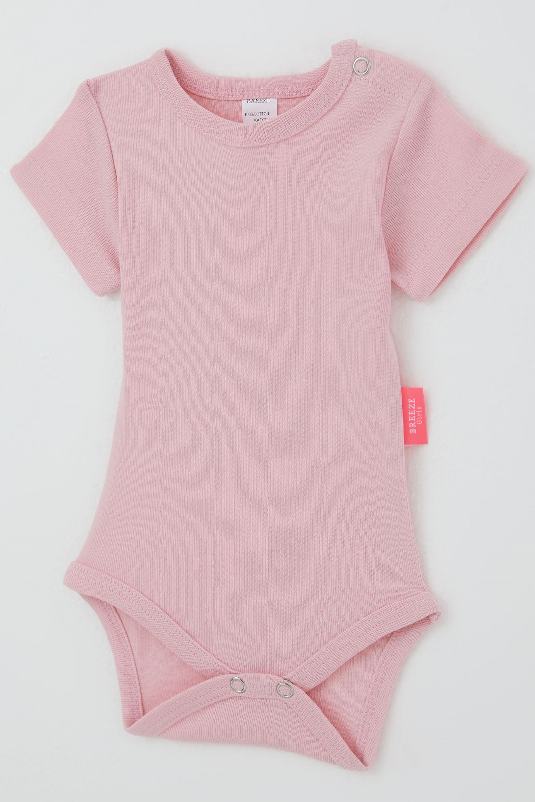 BRE Breeze Kız Bebek Çıtçıtlı Kısa Kollu Zıbın Body Basic 0-9 Ay , Pembe - West Jordan