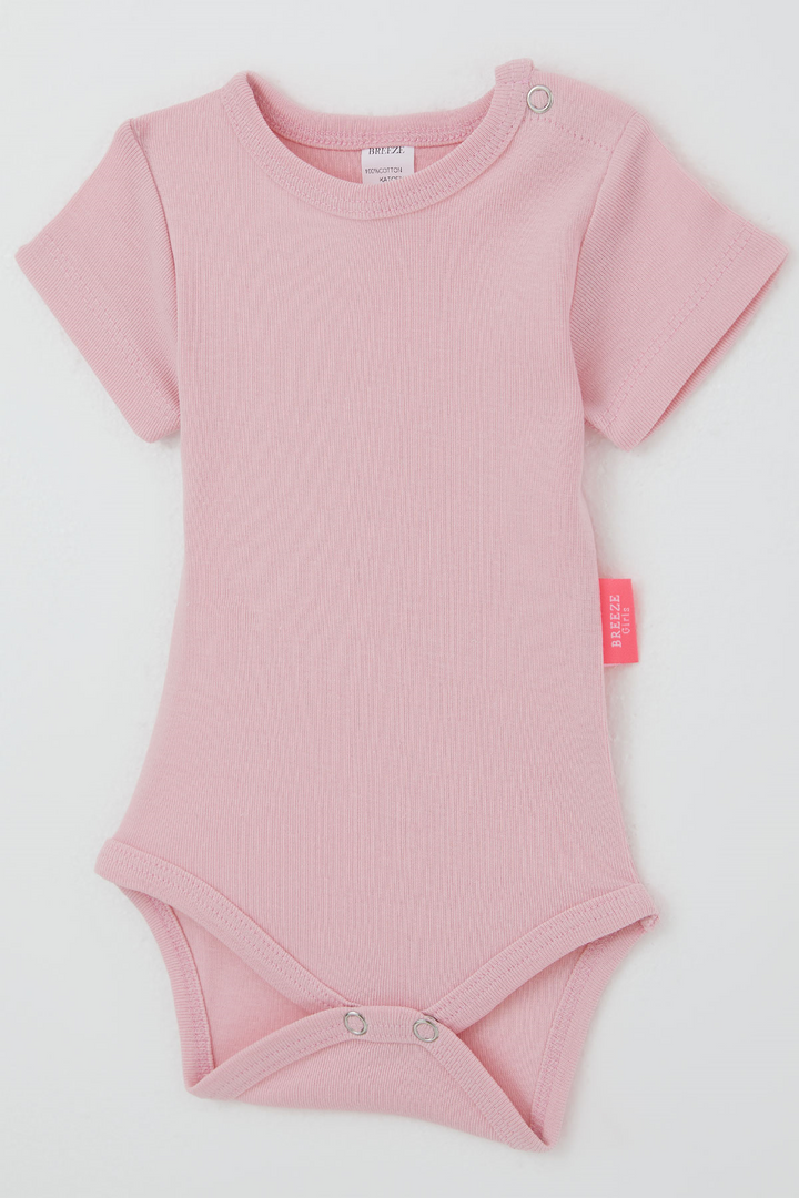BRE Breeze Kız Bebek Çıtçıtlı Kısa Kollu Zıbın Body Basic 0-9 Ay , Pembe - West Jordan
