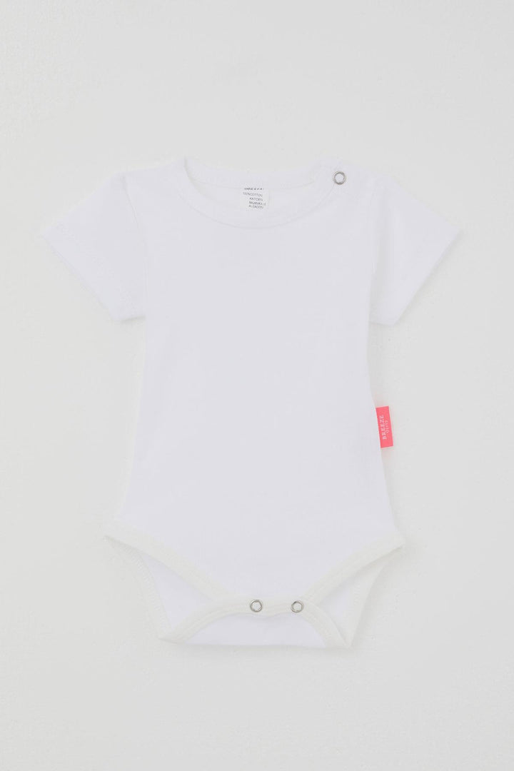 BRE Breeze Kız Bebek Çıtçıtlı Kısa Kollu Zıbın Body Basic 0-9 Ay , Ekru - Merksem