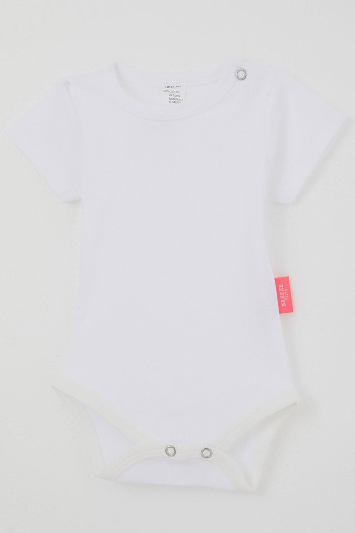 BRE Breeze Kız Bebek Çıtçıtlı Kısa Kollu Zıbın Body Basic 0-9 Ay , Ekru - Merksem