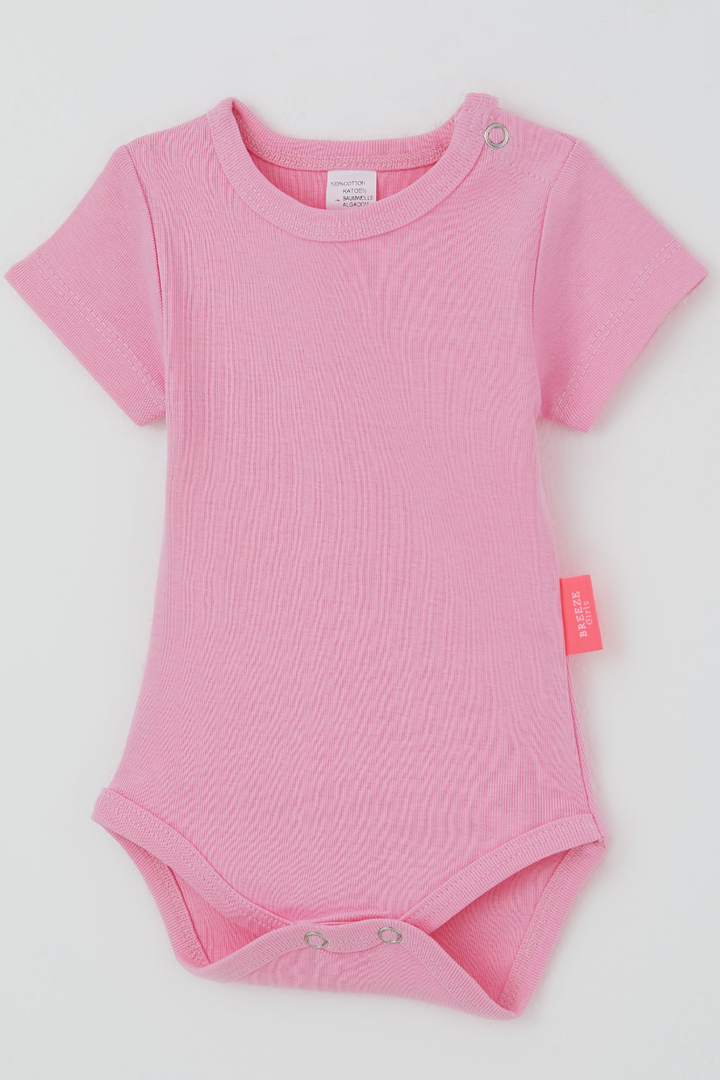 BRE Breeze Kız Bebek Çıtçıtlı Kısa Kollu Zıbın Body Basic 0-9 Ay , Pembe - Brisbane