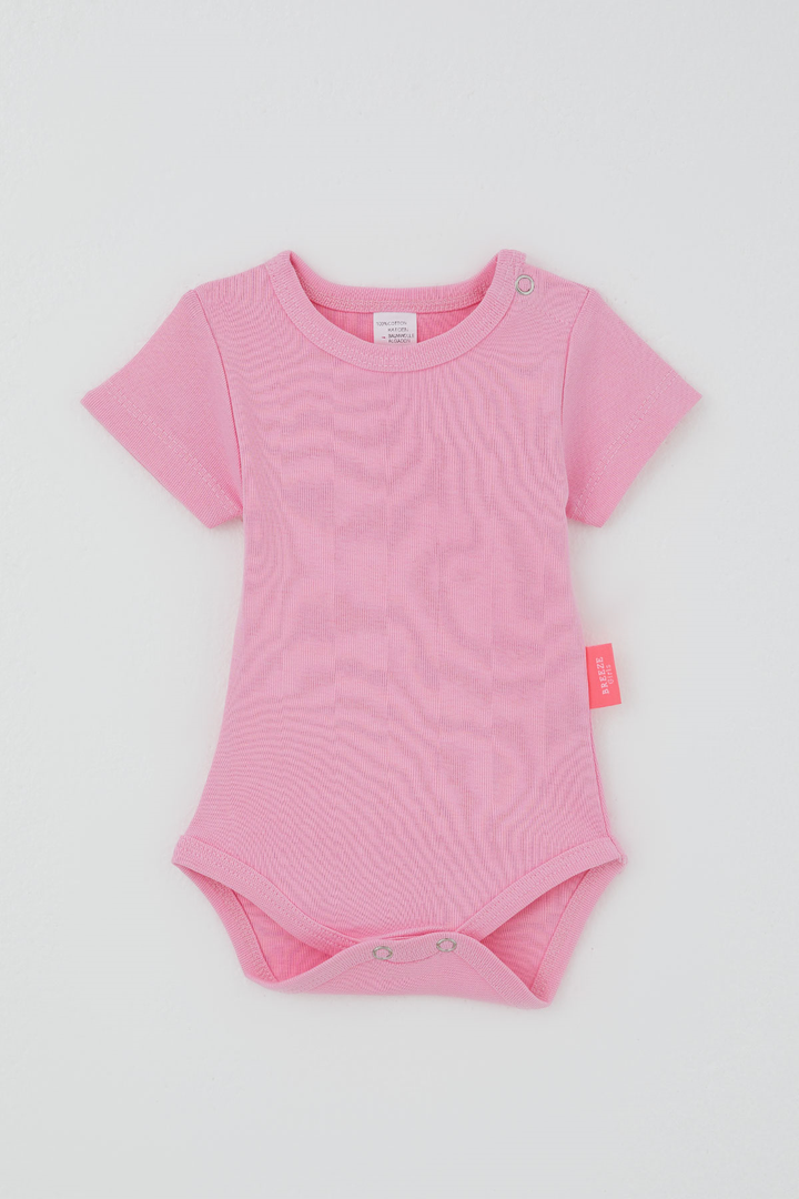 BRE Breeze Kız Bebek Çıtçıtlı Kısa Kollu Zıbın Body Basic 0-9 Ay , Pembe - Brisbane