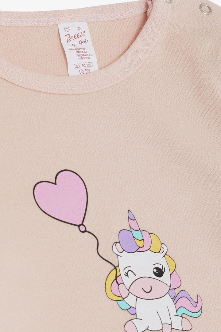 BRE Breeze Baby Girl Snap Bodysuit مع بالون يونيكورن طبعة 9 أشهر - 3 سنوات، مسحوق - هامبورغ