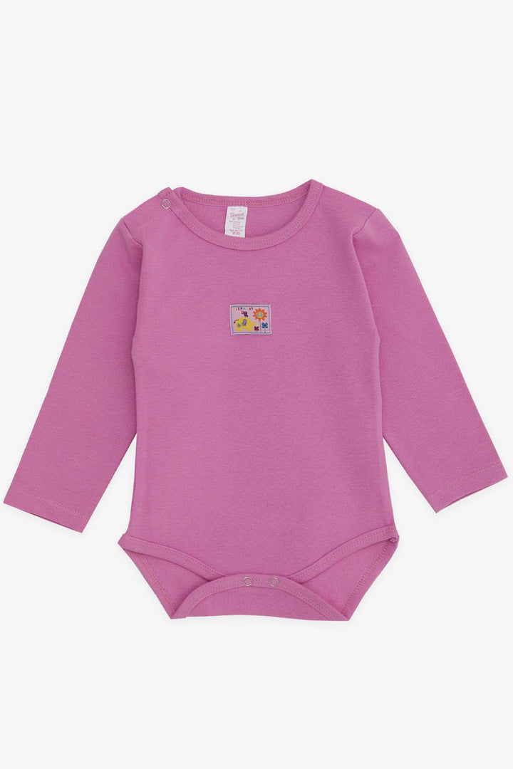 BRE Breeze Baby Girl Snap Fastener Bodysuit Friendship Themed Elephant Printed 9 Months-3 Years, Pink - Quimper