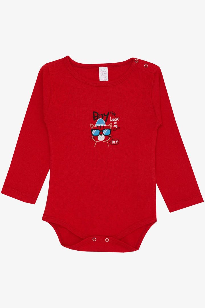 BRE Breeze Baby Girl Snap Bodysuit with Cat Print Glasses, 9 Months-3 Years, Red - Yuriria